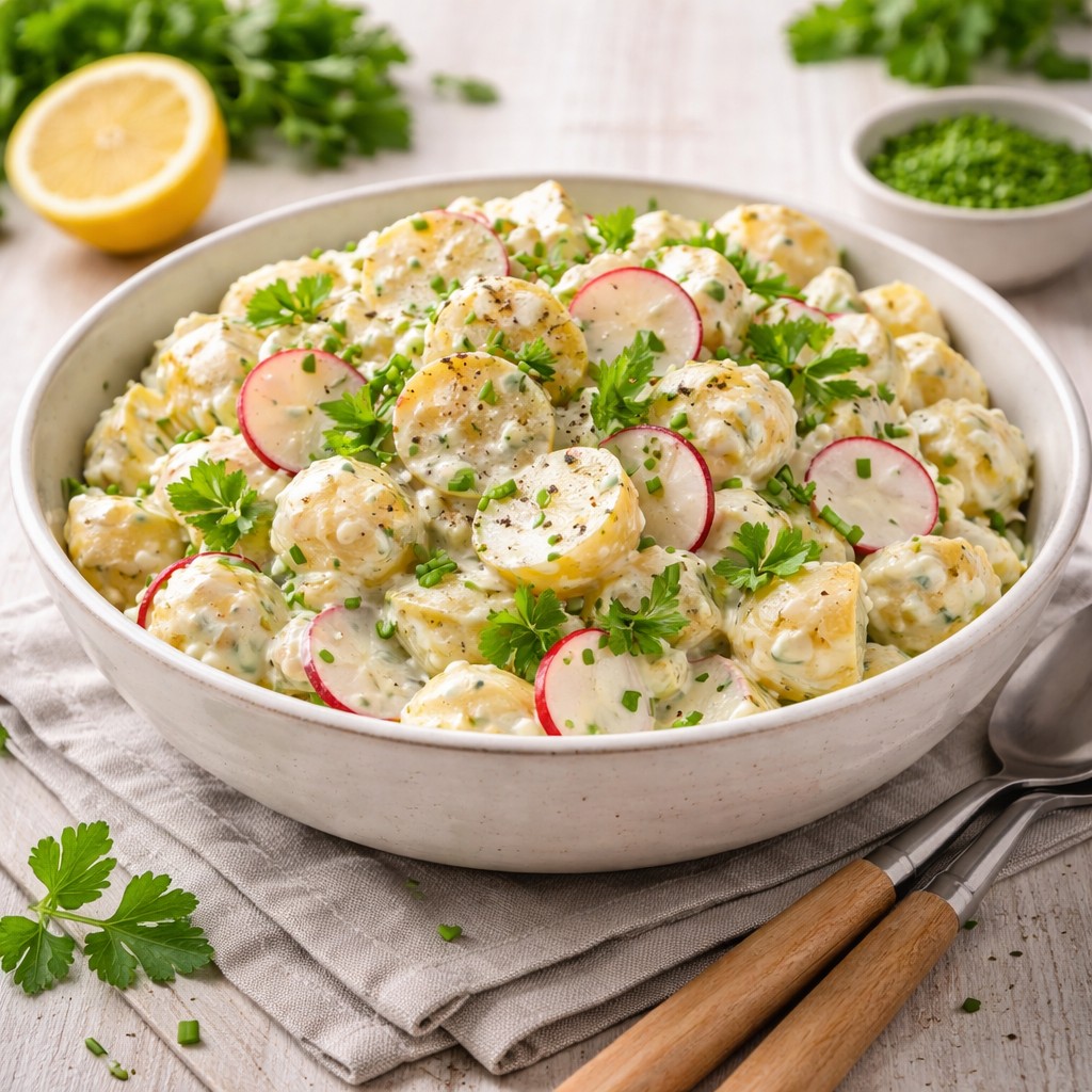 Kartoffelsalat med creme fraiche og dild – Klassisk dansk opskrift