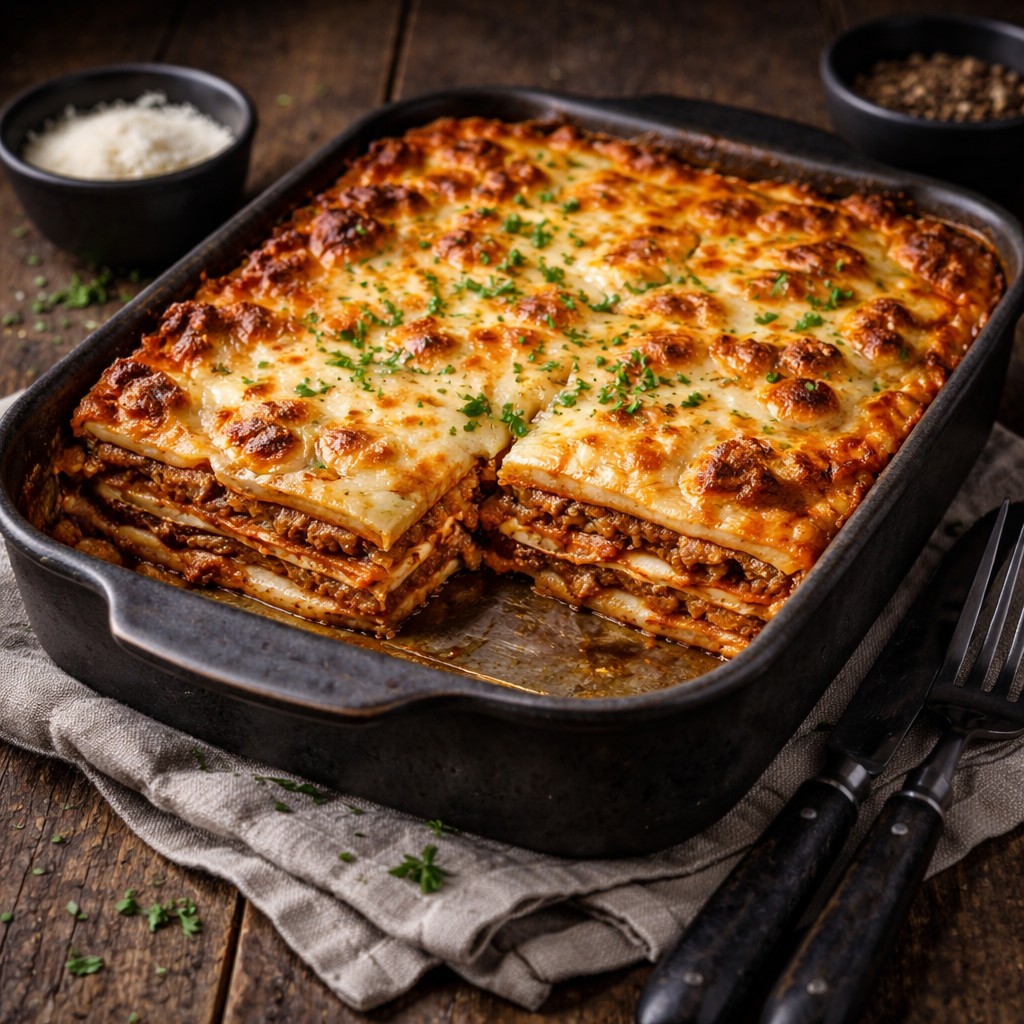 Lasagne med kødsovs – Opskrift i ovn